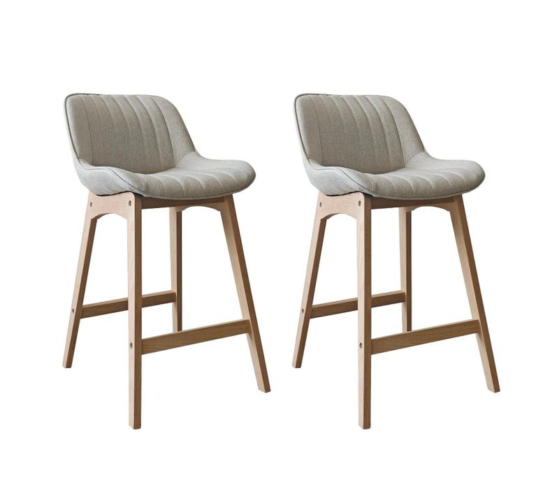 Lot De Chaises Mellow D'îlot Et Bar En Chêne Et Assise Tissu 65cm