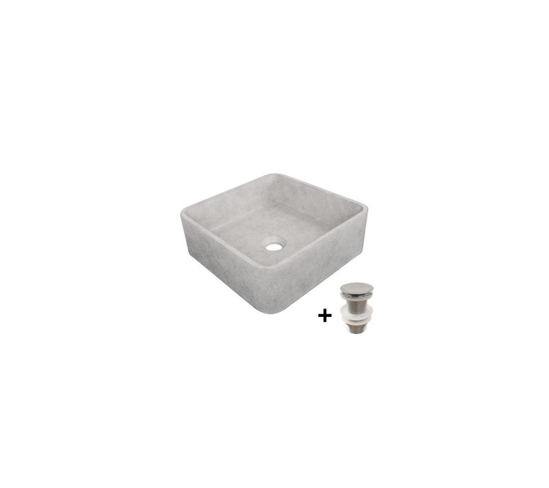 Vasque à Poser Carrée En Béton Artea 36x36cm + Bonde