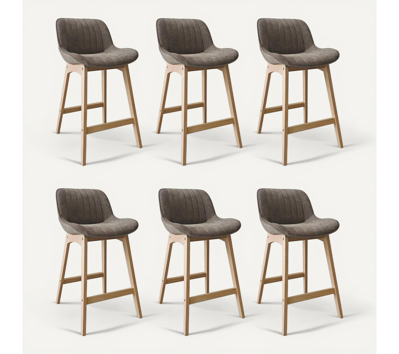 Lot De Chaises Norden De Bar En Chêne Et Tissu Velours Côtelé H65cm