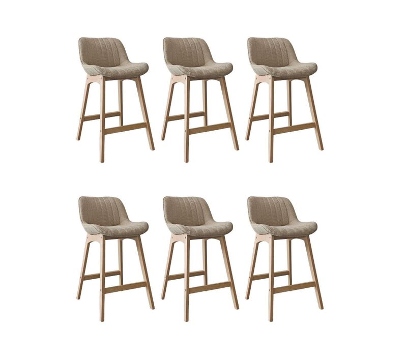 Lot De Chaises Milk D'îlot Et Bar En Chêne Et Assise Tissu Bouclette 65cm
