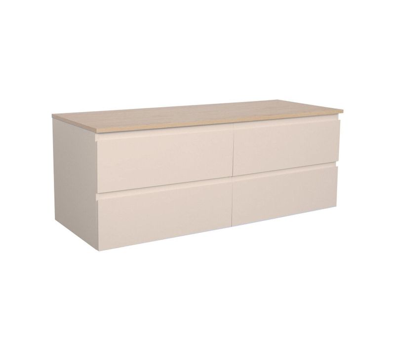 Meuble Double Vasque Sorrento Suspendu Avec Plan Effet Bois 120 Cm