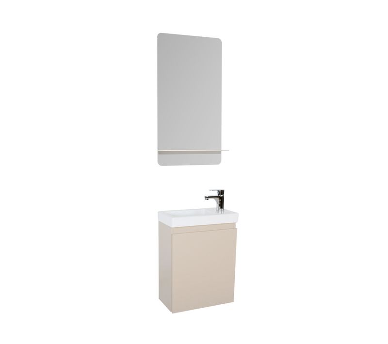 Meuble Lave-mains Lisa + Robinet Chromé + Miroir Rectangulaire