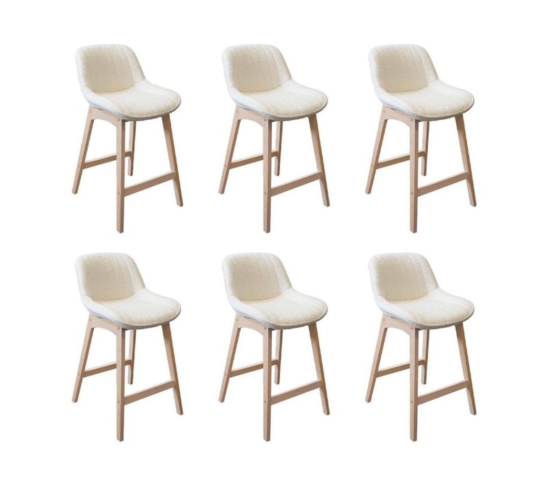 Lot De Chaises Milk D'îlot Et Bar En Chêne Et Assise Tissu Bouclette 65cm