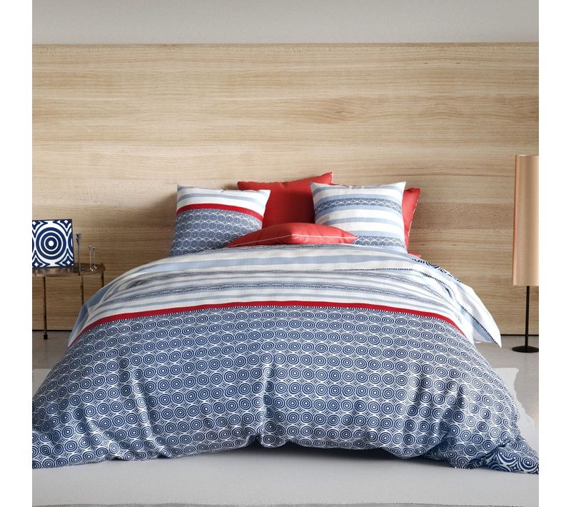 Housse De Couette 240x260 Cm + 2 Taies D'oreiller 63x63 Cm Coton 57 Fils Santorini
