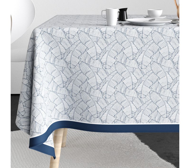 Nappe Rectangulaire Anti Tache 140x250 Cm Coton Planta Bleu