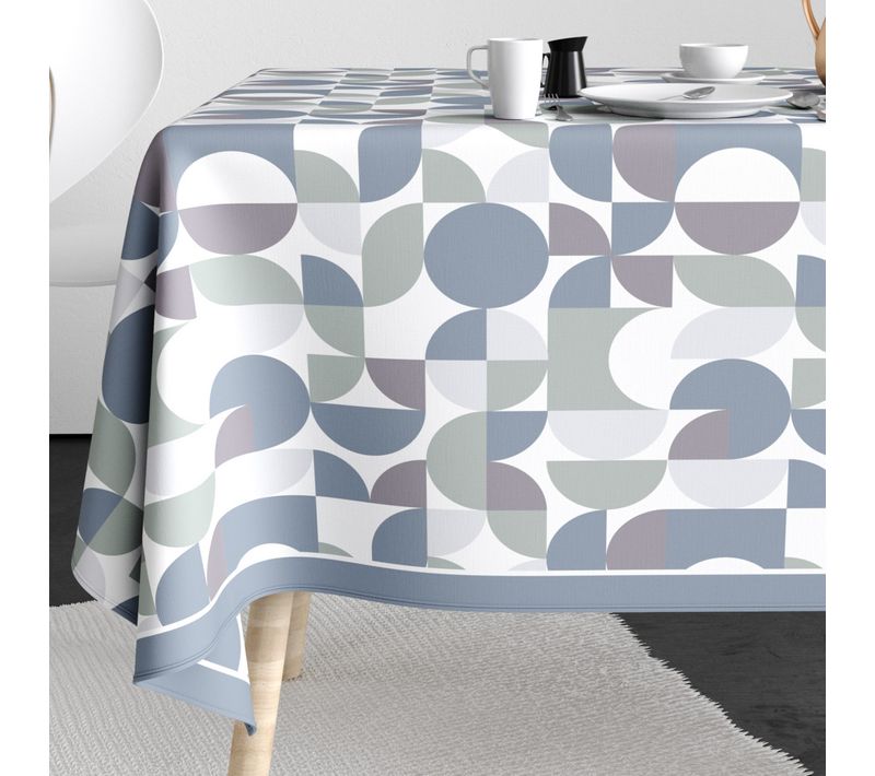 Nappe Rectangulaire Anti Tache 140x250 Cm Coton Skandina Bleu