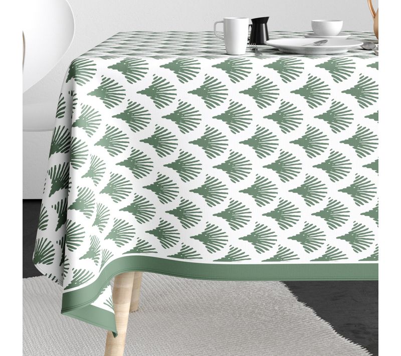 Nappe Rectangulaire Anti Tache 140x200 Cm Coton Papyrus Vert