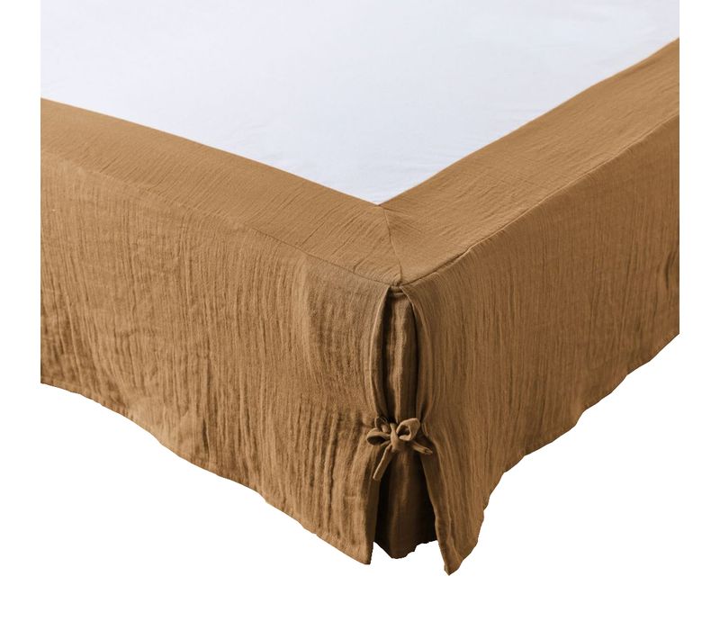 Cache Sommier 90x190 Cm Gaze De Coton Camel