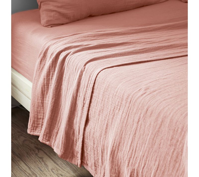 Drap Plat 270x300 Cm Gaze De Coton Rose