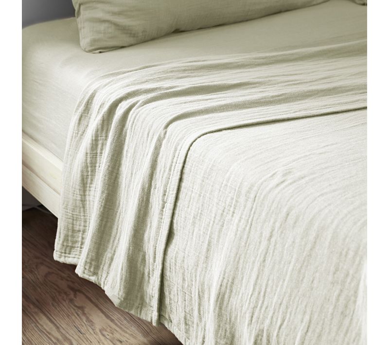 Drap Plat 270x300 Cm Gaze De Coton Vert D'eau