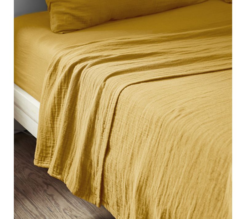 Drap Plat 270x300 Cm Gaze De Coton Safran