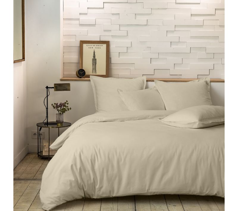 Housse De Couette 220x240 Cm Percale De Coton Ecru Naturel