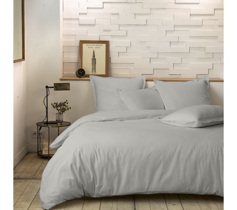 Housse De Couette 220x240 Cm Percale De Coton Gris Perle