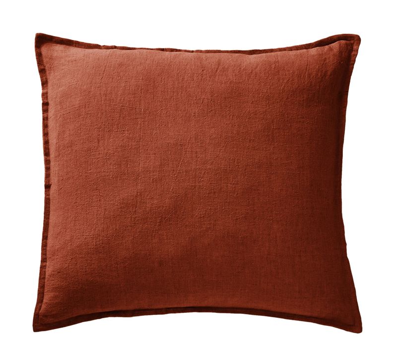 Taie D'oreiller 60x60 Cm Lin Français Paprika