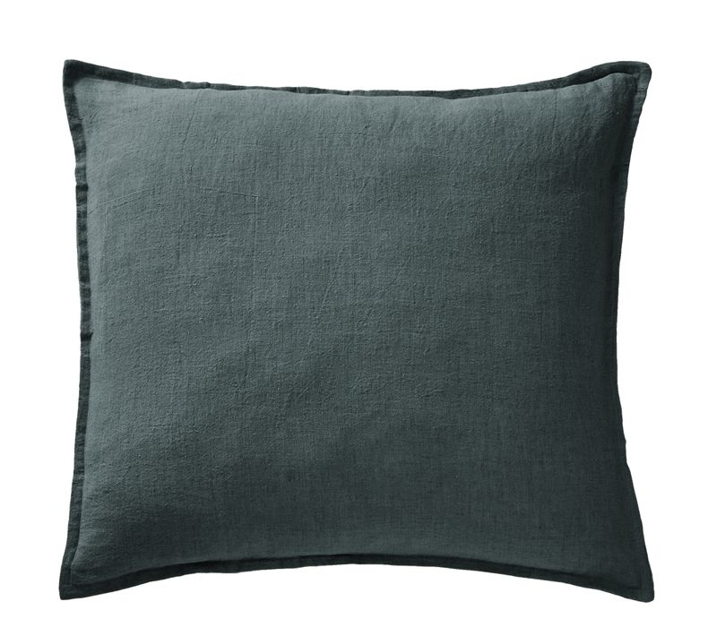 Taie D'oreiller 60x60 Cm Lin Français Ardoise