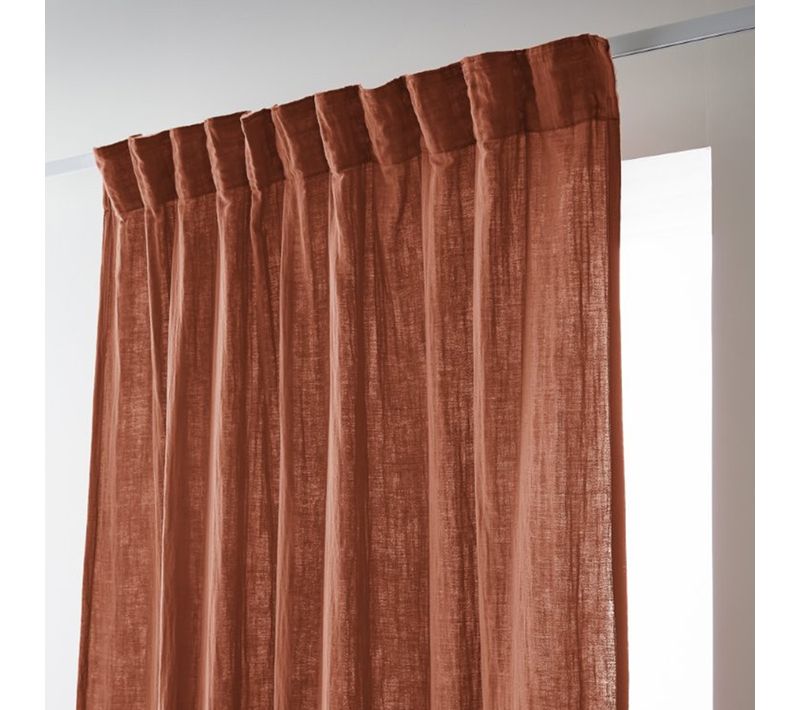 Rideau Galon Fronceur 140x240 Cm Gaze De Coton Terracotta
