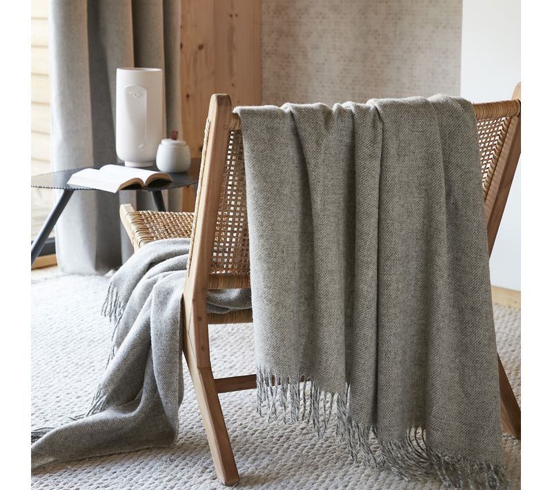 Plaid à Franges 140x200 Cm Laine Martin