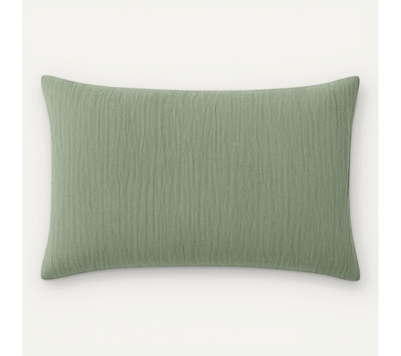 Taie D'oreiller 50x70 Cm Gaze De Coton Lavé Vert Givrée
