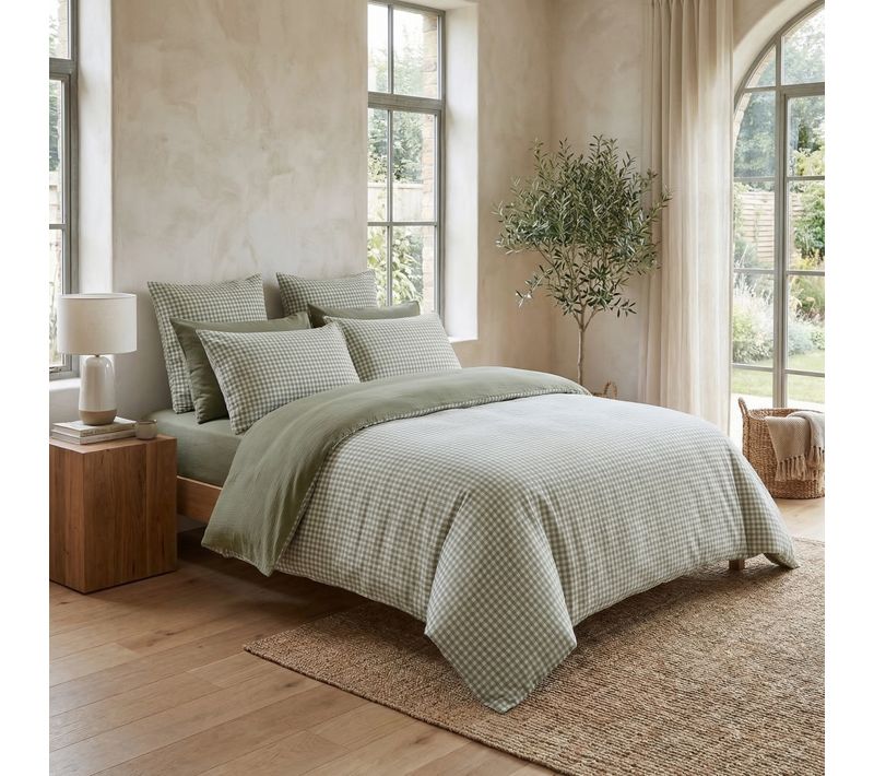 Housse De Couette Reversible 240x260 Cm Gaze De Coton Vickie Romarin