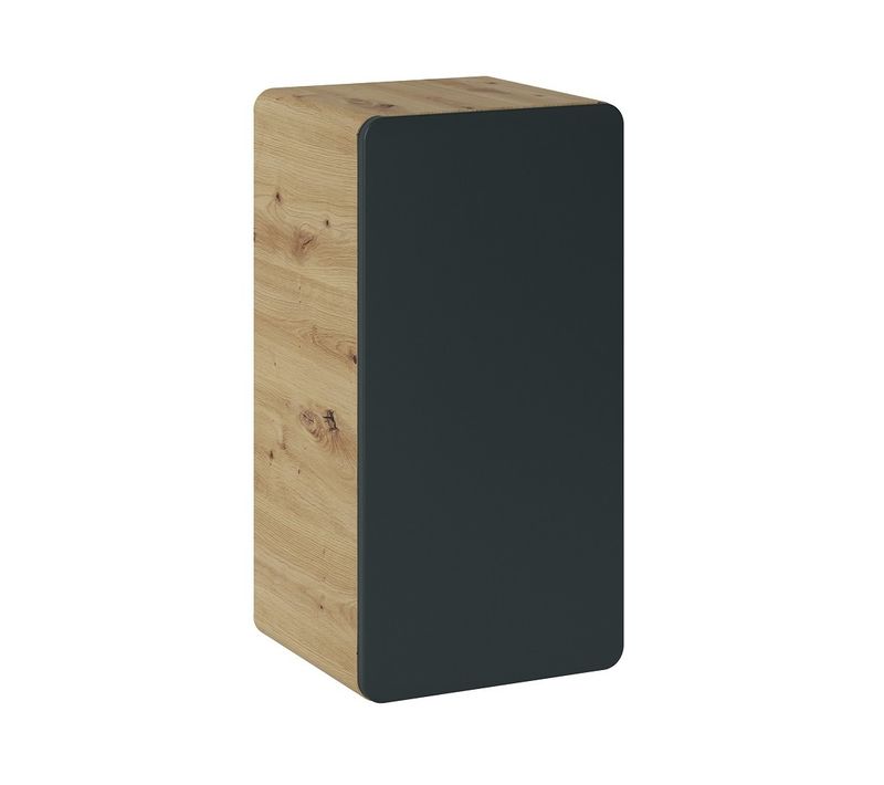 Caisson Meuble Bas De Salle De Bain - Chêne Artisanal Doré Et Noir Mat - L35-h65-p32 - Arriba