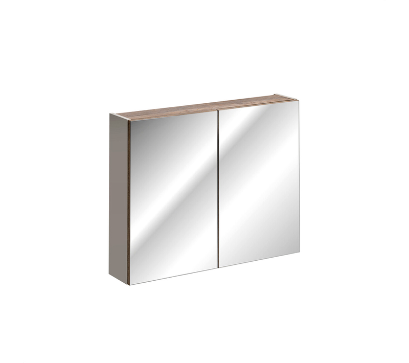 Armoire Murale De Salle De Bain - 80 Cm - Avec Miroir - 2 Portes - Bold Taupe