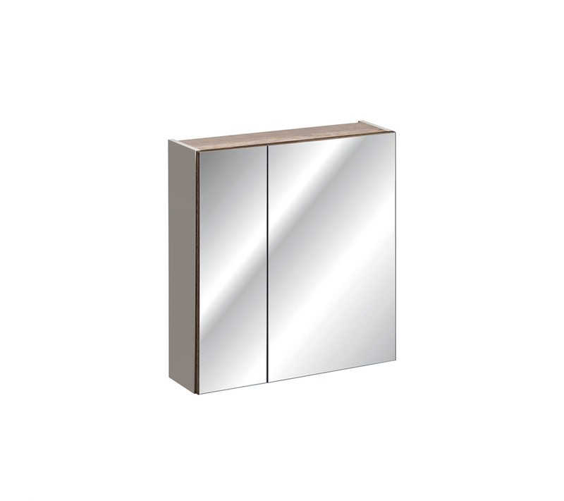 Armoire Murale De Salle De Bain - 60 Cm - Avec Miroir - 2 Portes - Bold Taupe