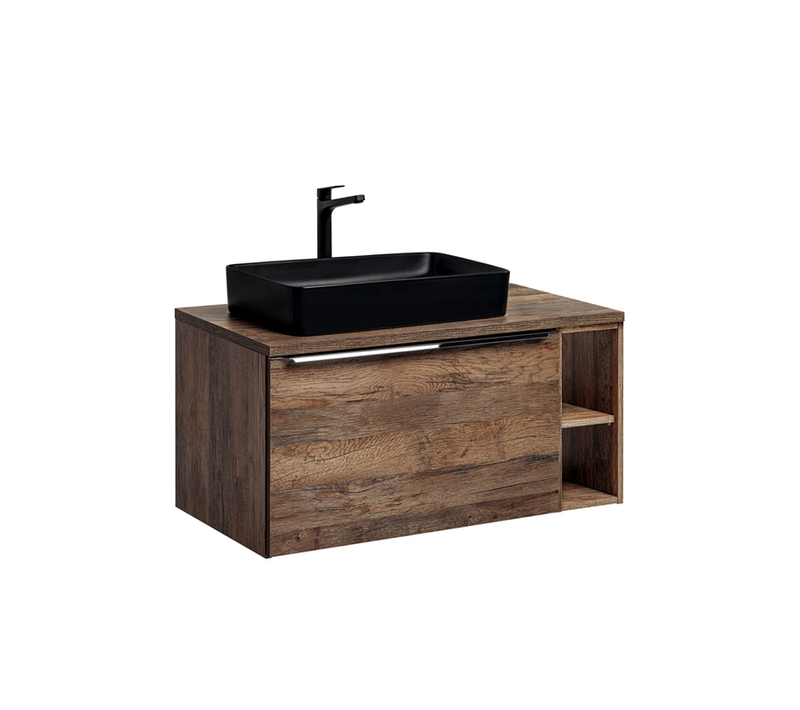 Meubles Sous Vasque - 100 Cm - Avec Vasque à Poser Et Plan - Bold Oak