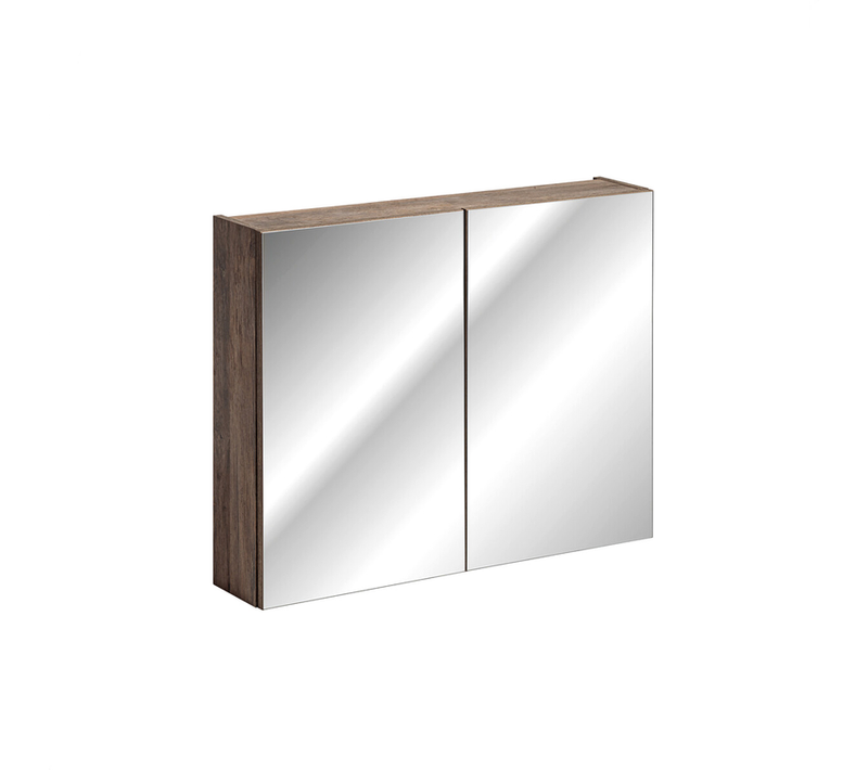 Armoire Murale De Salle De Bain - 80 Cm - Avec Miroir - 2 Portes - Bold Oak