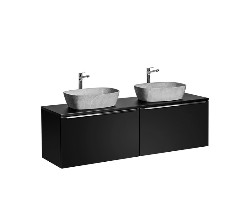 Meubles De Salle De Bain - 180 Cm -  2 Vasques - Colonne - 2 Miroirs LED - Bold Black