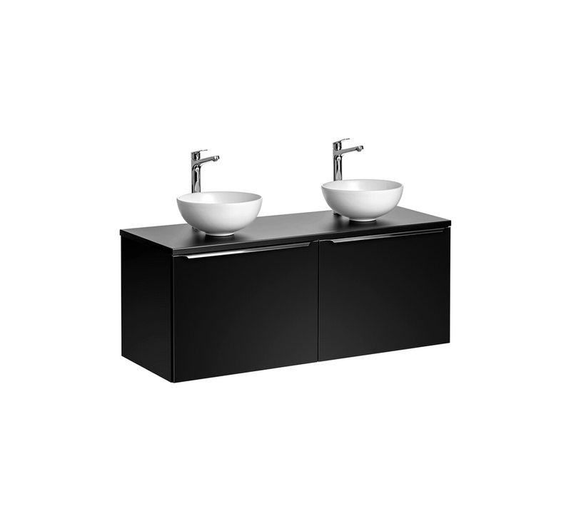 Set De Meubles Sous Vasque - 140 Cm - Avec 2 Vasques à Poser Et Plan - Bold Black