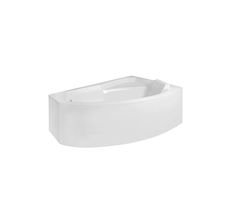 Baignoire asymétrique - 140 x 90 cm - gauche - tablier - pieds - vidage Chrome - RIMA