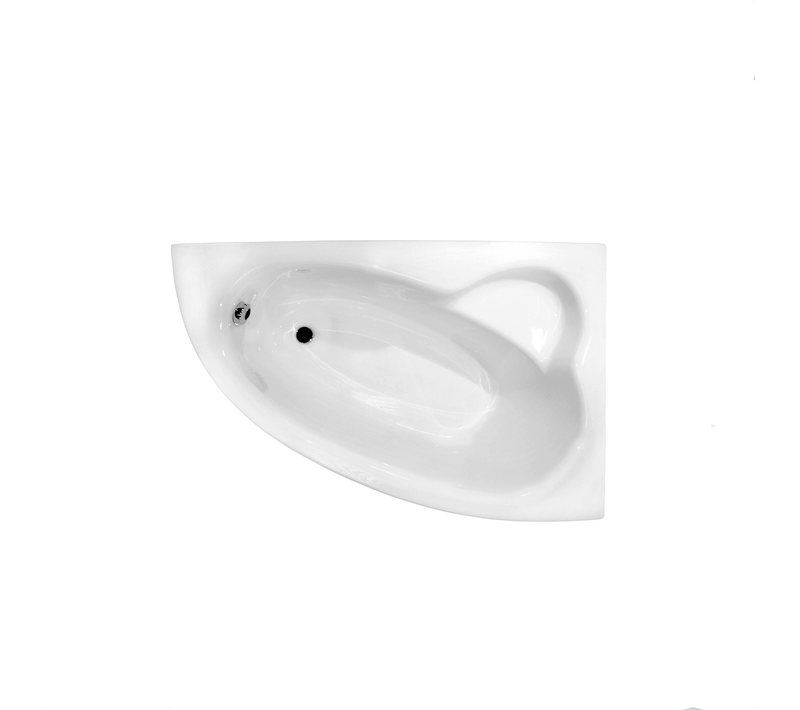 Baignoire asymétrique - 150 x 100 cm - droite - habillage - pieds - vidage Chrome - NATALIA PREM