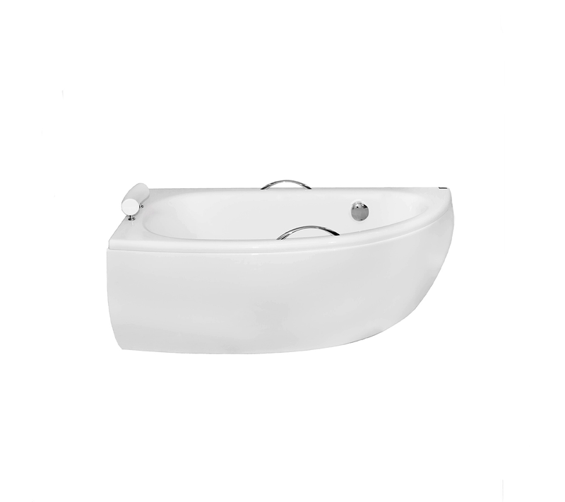 Baignoire asymétrique 150 x 70 cm - droite - sans habillage - pieds - vidage Chrome - MILENA PREMIUM