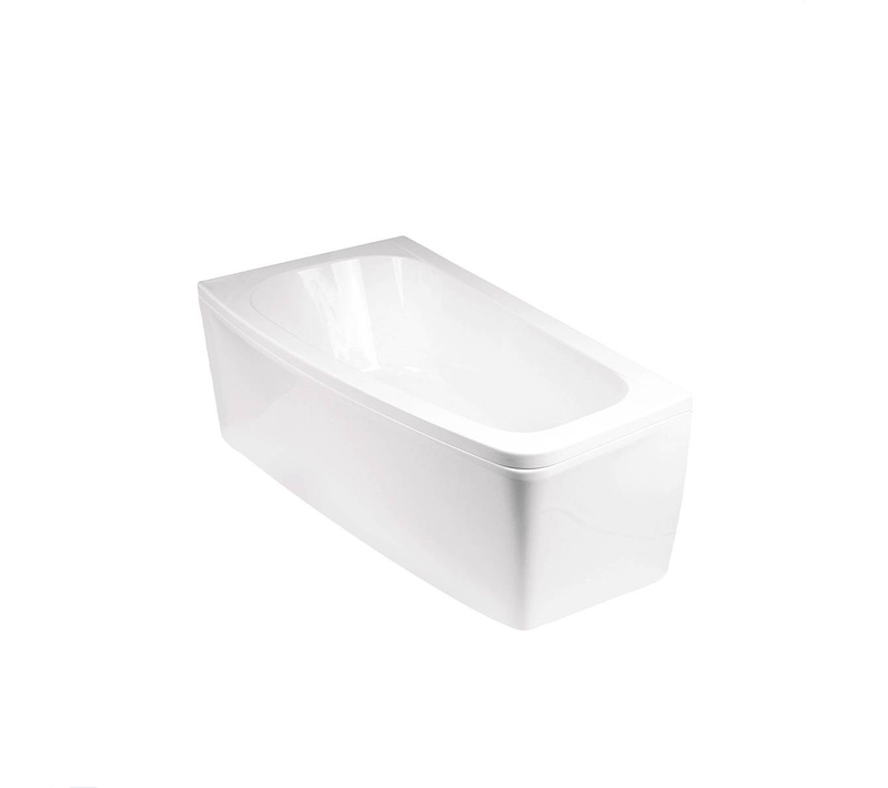 Baignoire Asymétrique - 150 X 80 Cm - Droite - Sans Habillage - Avec Pieds - Vidage Chrome - Luna