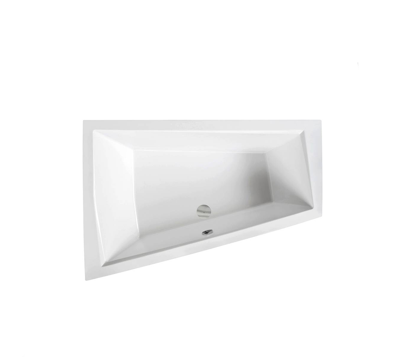 Baignoire asymétrique - 180 x 125 cm - gauche - habillage - pieds - vidage Chrome - INTIMA DUO SLIM