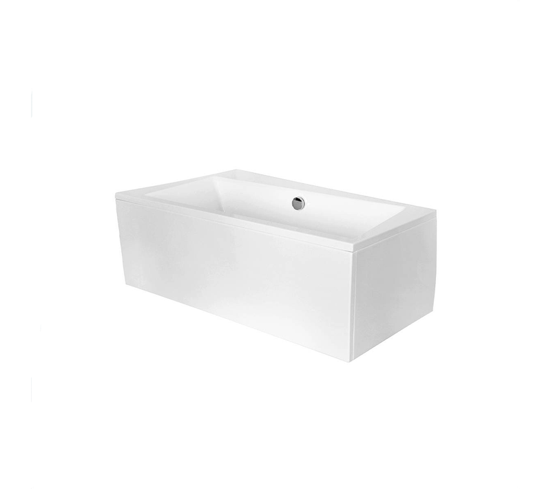 Baignoire Asymétrique - 150 X 90 Cm - Droite - Avec Tablier Blanc - Pieds - Vidage Chrome - Infinity