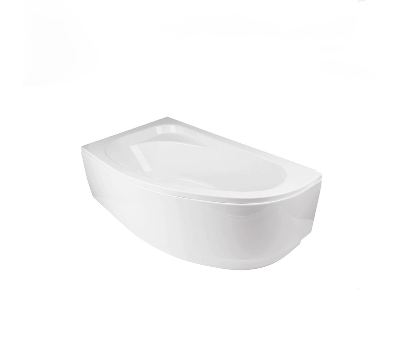 Baignoire Asymétrique - 140 X 80 Cm - Droite - Avec Habillage - Pieds - Vidage Chrome - Cornea