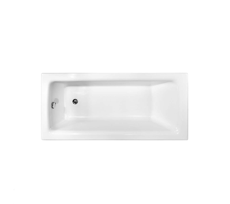 Baignoire rectangulaire - 170 x 75 cm - tablier blanc - pieds - vidage Chrome - TALIA PREMIUM