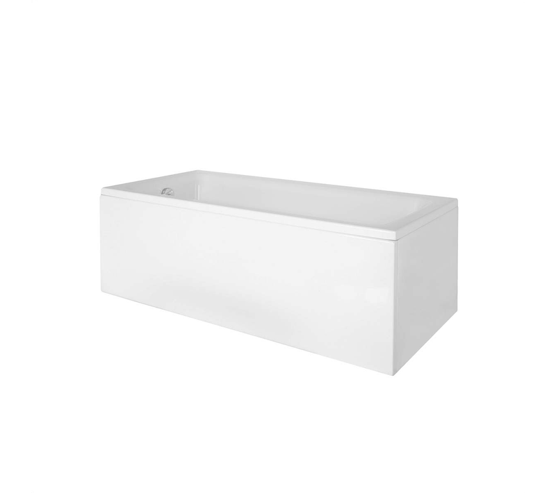 Baignoire Rectangulaire - 150 X 70 Cm - Avec Tablier Blanc - Pieds - Vidage Chrome - Talia