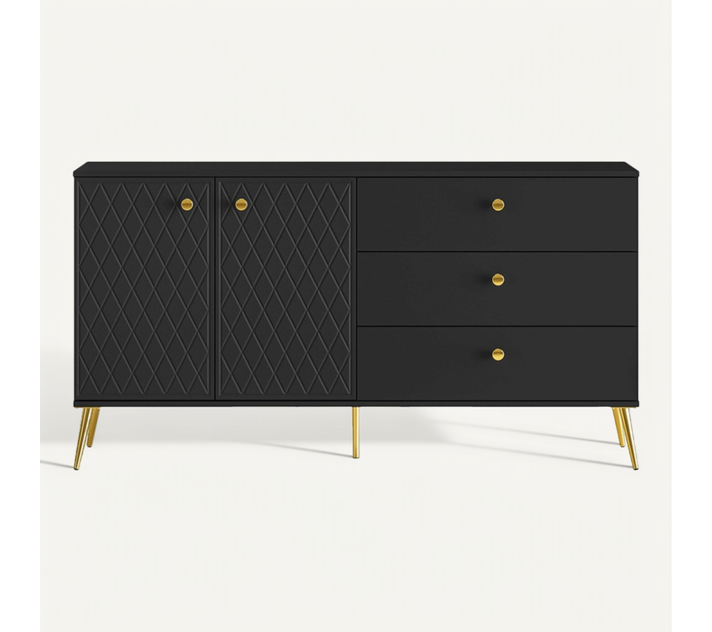 Buffet Avec 3 Tiroirs Et 2 Portes - H.85 X L.160 X P.40 Cm - Eliot - Noir