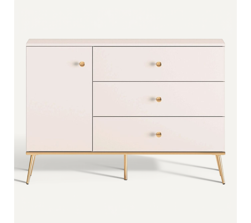 Buffet 1 Porte Et 3 Tiroirs - H.85 X L.40 X L.120 Cm - Selgy - Beige