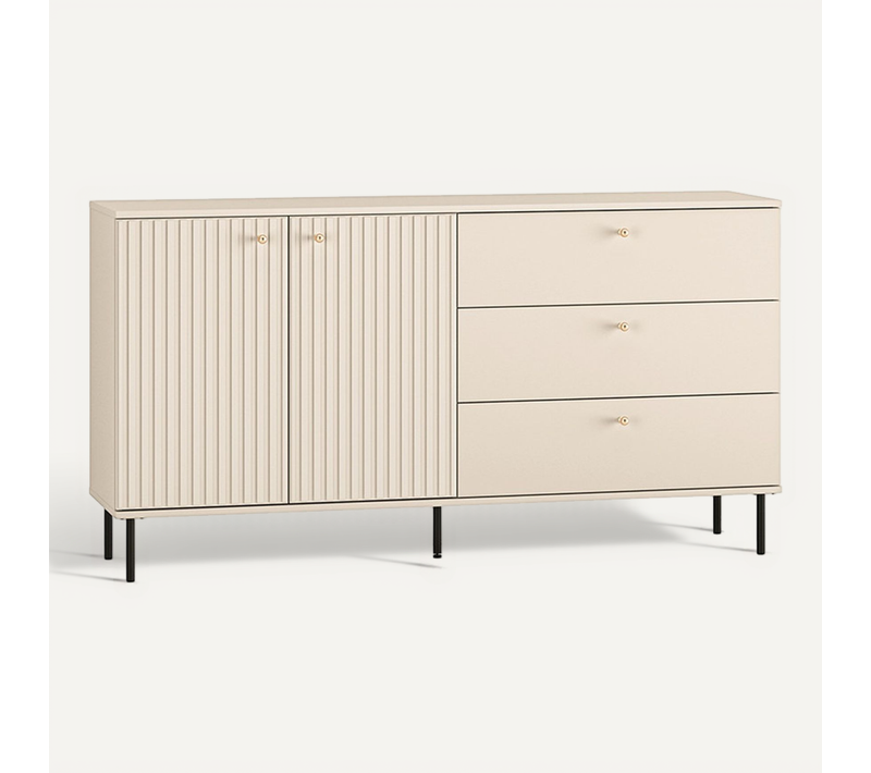 Buffet 2 Portes Et 3 Tiroirs - H.85 X L.40 X L.160 Cm - Sofy - Beige