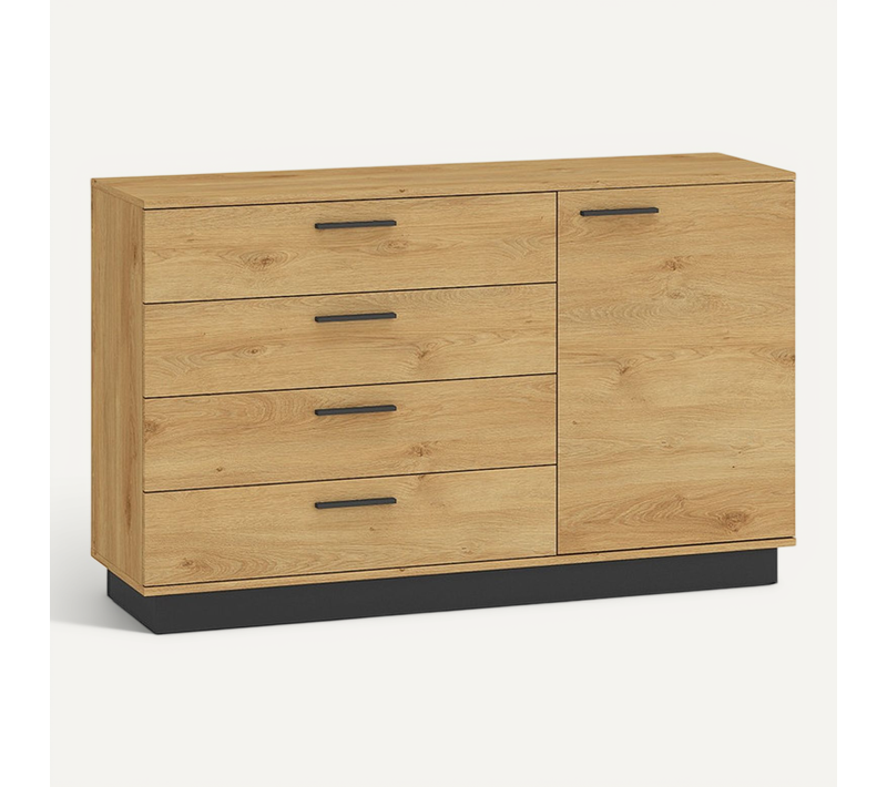 Buffet Avec 4 Tiroirs Et 1 Portes - H.86 X L.40 X L.138 Cm - Modest - Bois