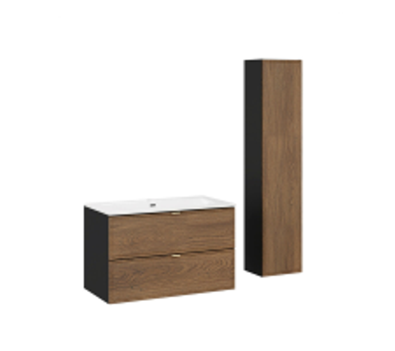 Ensemble De Meubles Sous Vasque - 60 Cm - Avec Plan - Vasque - Colonnes - Mörk