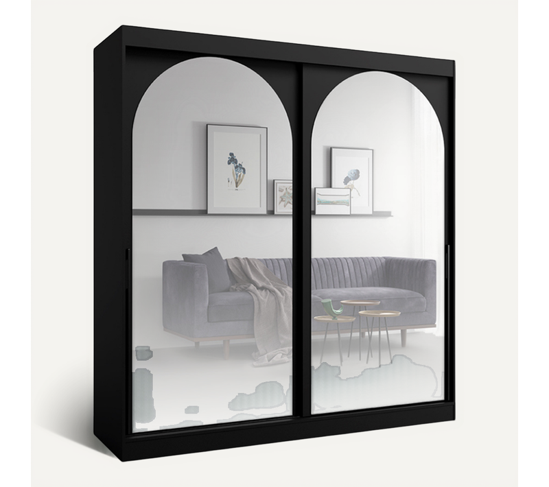 Armoire De Séjour En Bois Noir H. 215 X L. 200 X P. 65 Cm