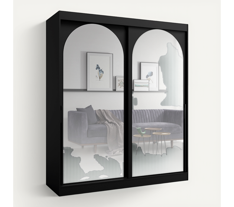 Armoire De Séjour En Bois Noir H. 215 X L. 180 X P. 65 Cm