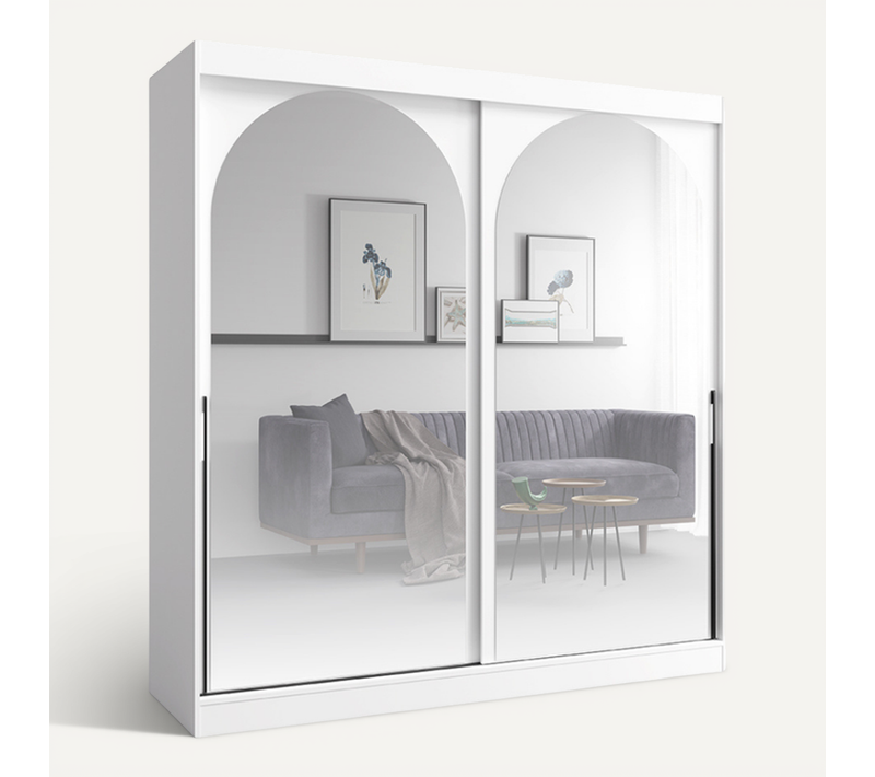 Armoire De Séjour En Bois Blanc H. 215 X L. 200 X P. 65 Cm