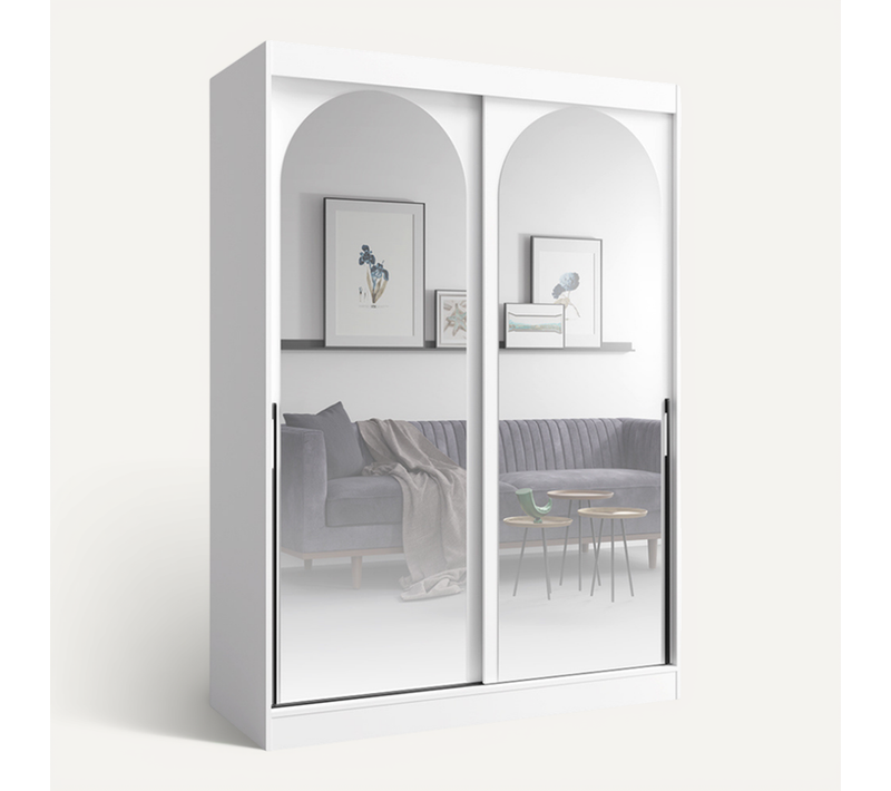 Armoire De Séjour En Bois Blanc H. 215 X L. 150 X P. 65 Cm