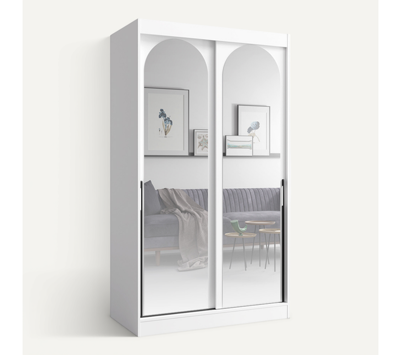 Armoire De Séjour En Bois Blanc H. 215 X L. 120 X P. 65 Cm