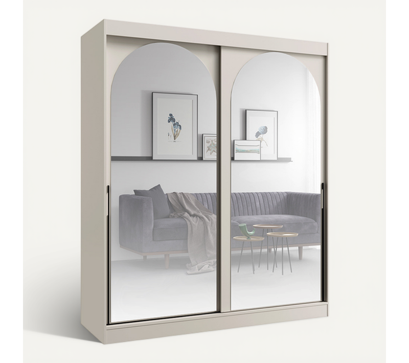 Armoire De Séjour En Bois Beige H. 215 X L. 180 X P. 65 Cm